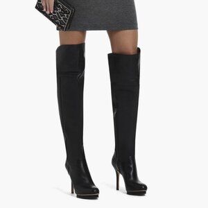 BCBGMaxAzria “Valerie” Black Leather Over the Knee Boots U.S. Size 9M